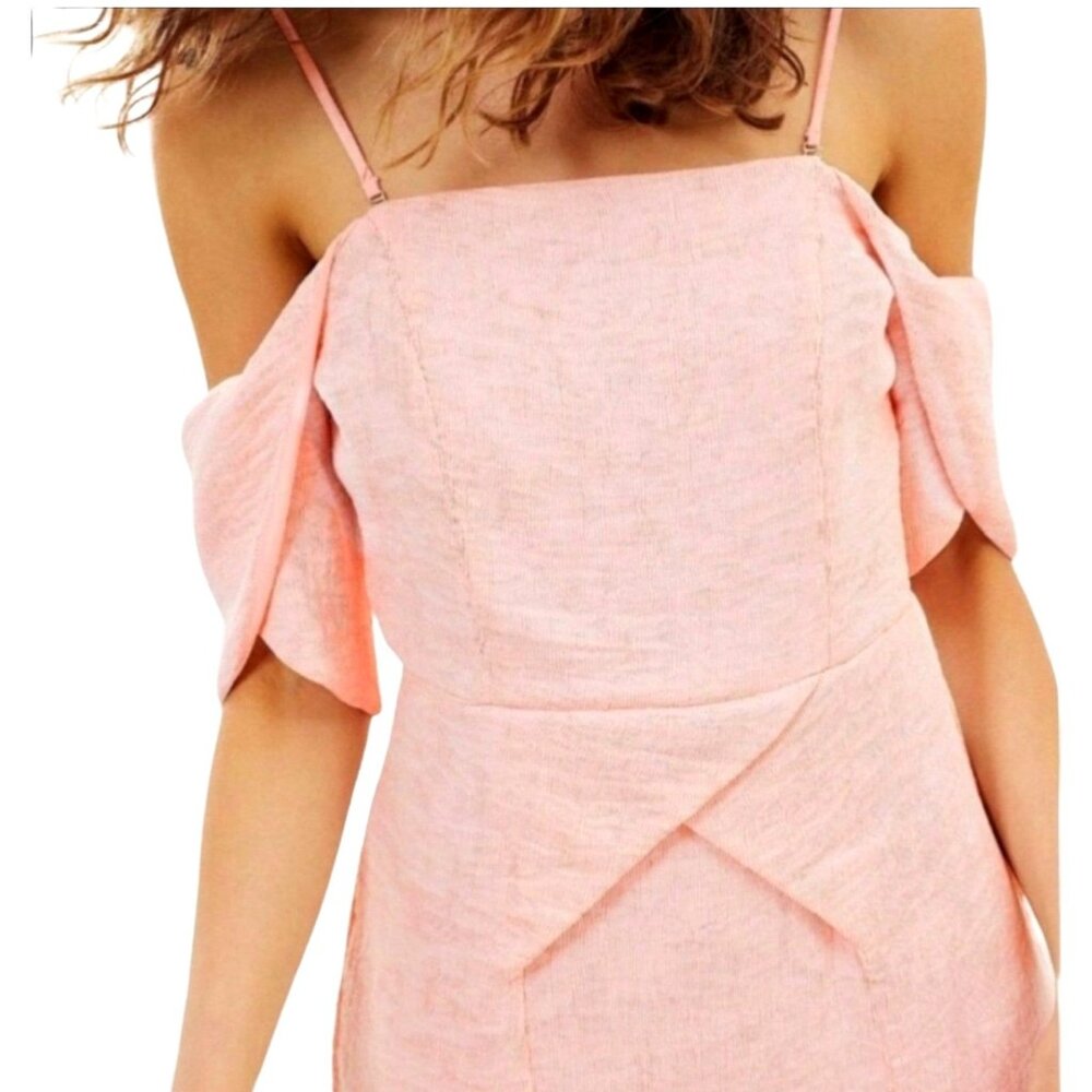 ELLIAT M Dress Acacia Crape Textured Off Shoulder Pleated Slit Front Knee Length - Picture 2 of 16
